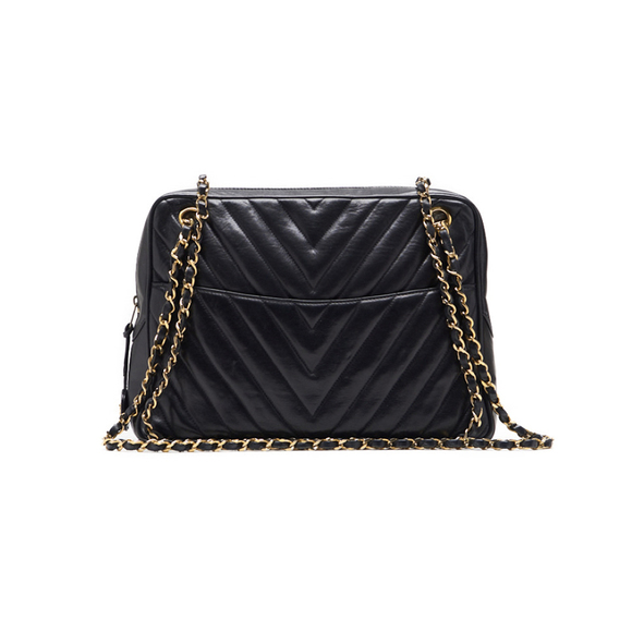 Chanel Matelasse V stitch Chain Shoulder Bag Black - Picture 1 of 12